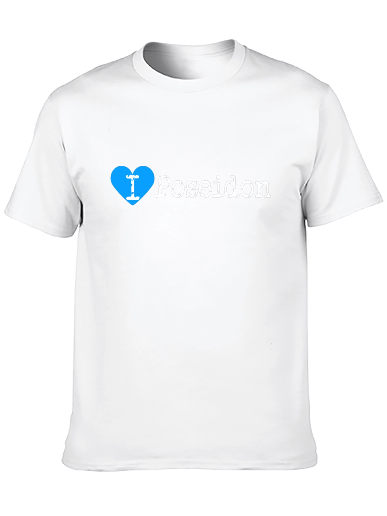 I Love Poseidon Black Cotton Graphic Tee