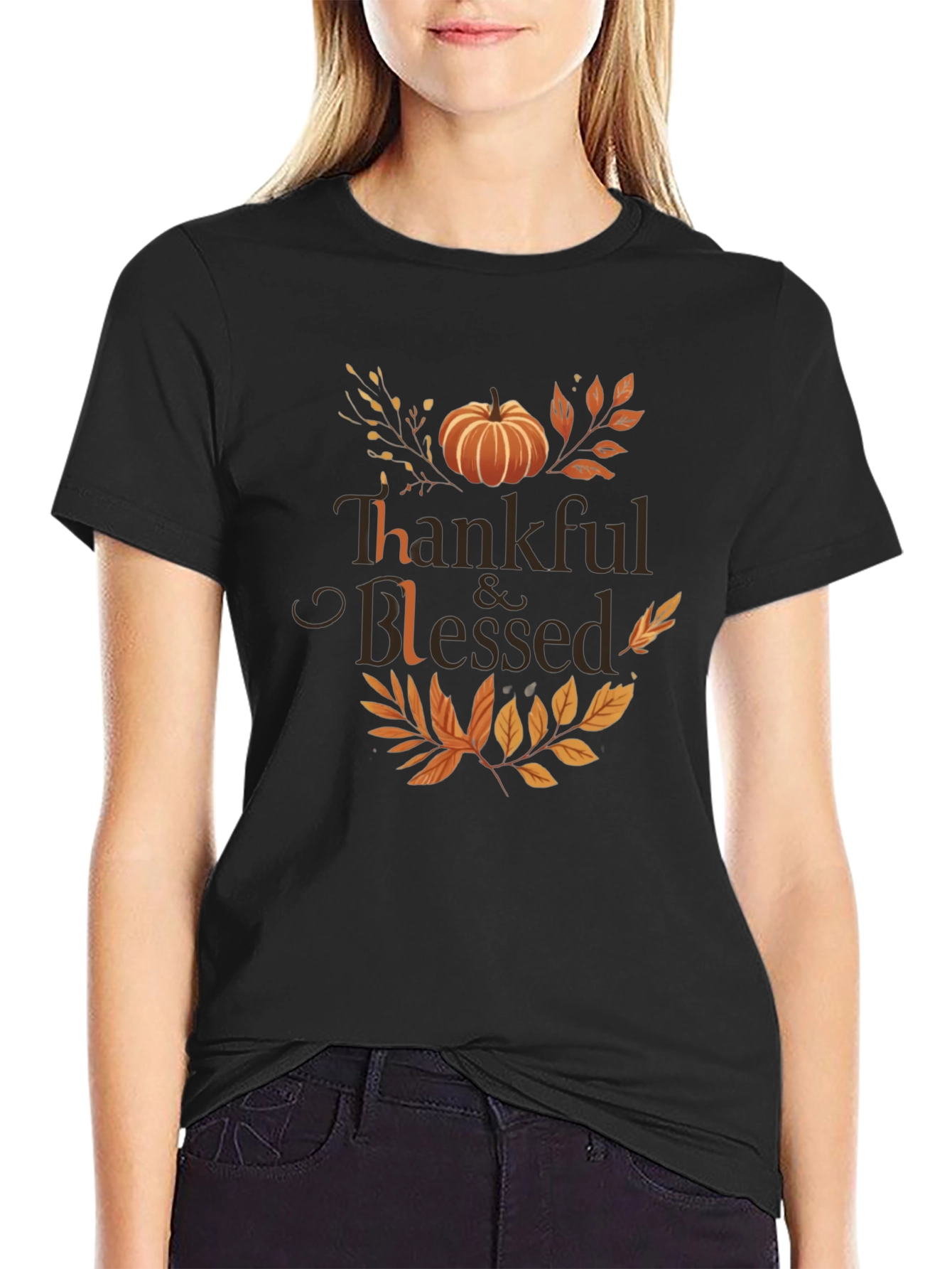 Thankful & Blessed Thanksgiving Graphic Tee