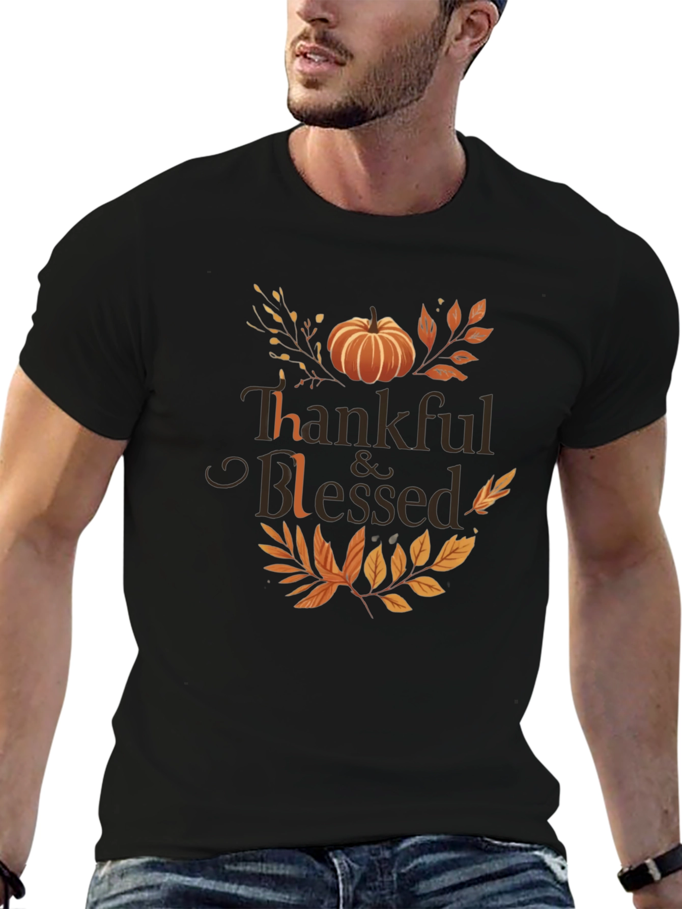 Thankful & Blessed Thanksgiving Graphic Tee