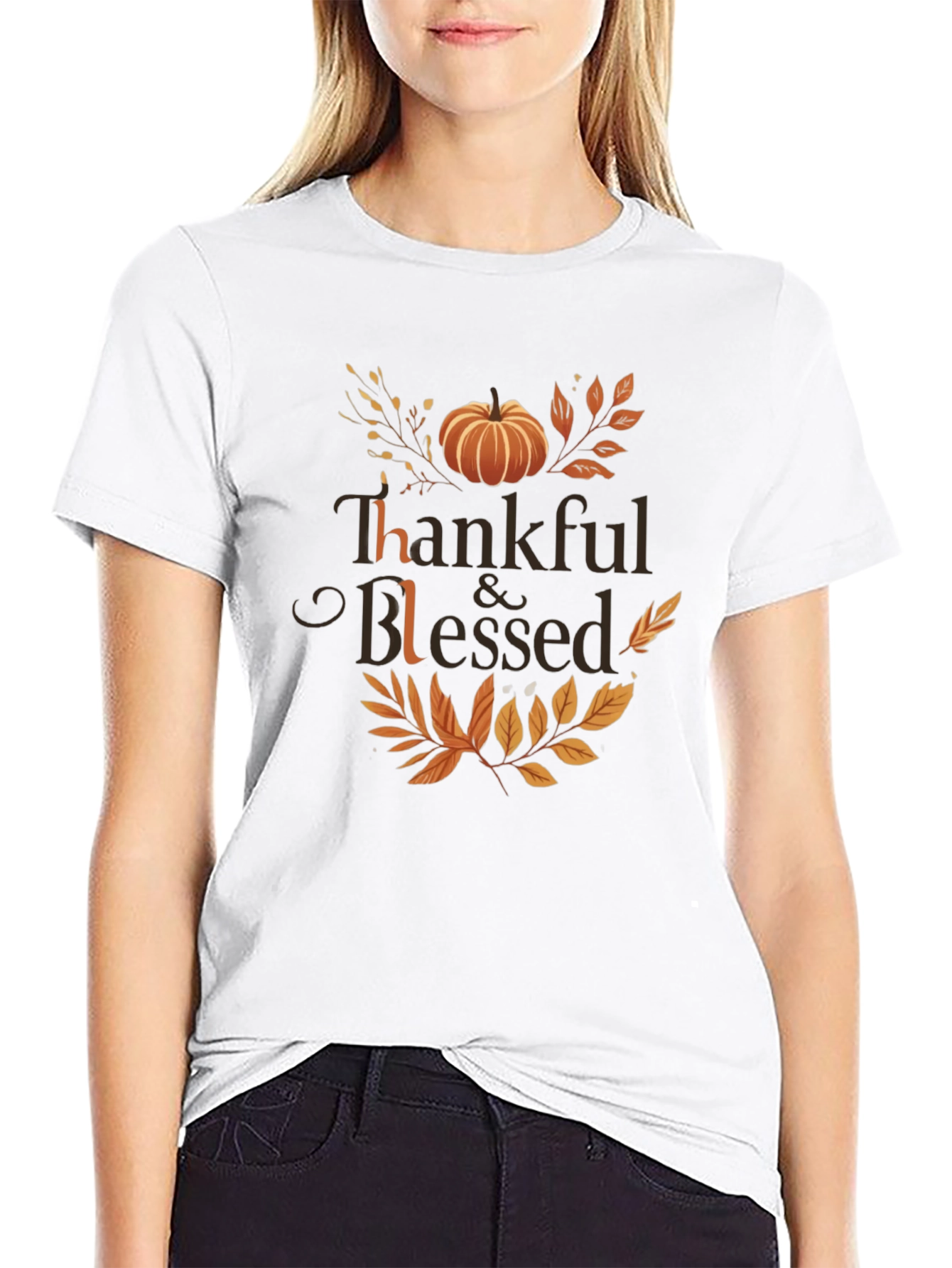 Thankful & Blessed Thanksgiving Graphic Tee