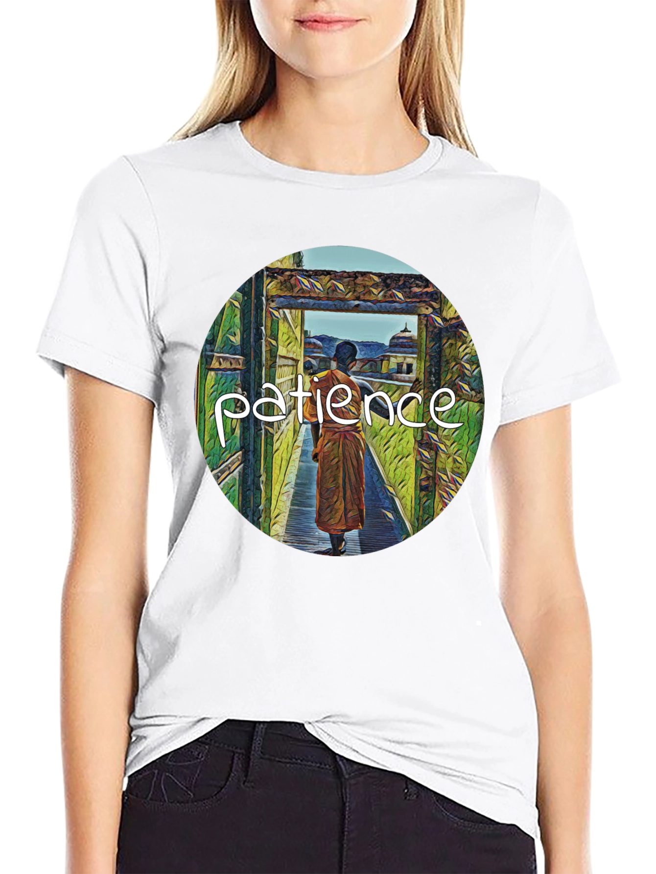Patience Monk Black T-Shirt - Find Your Inner Peace