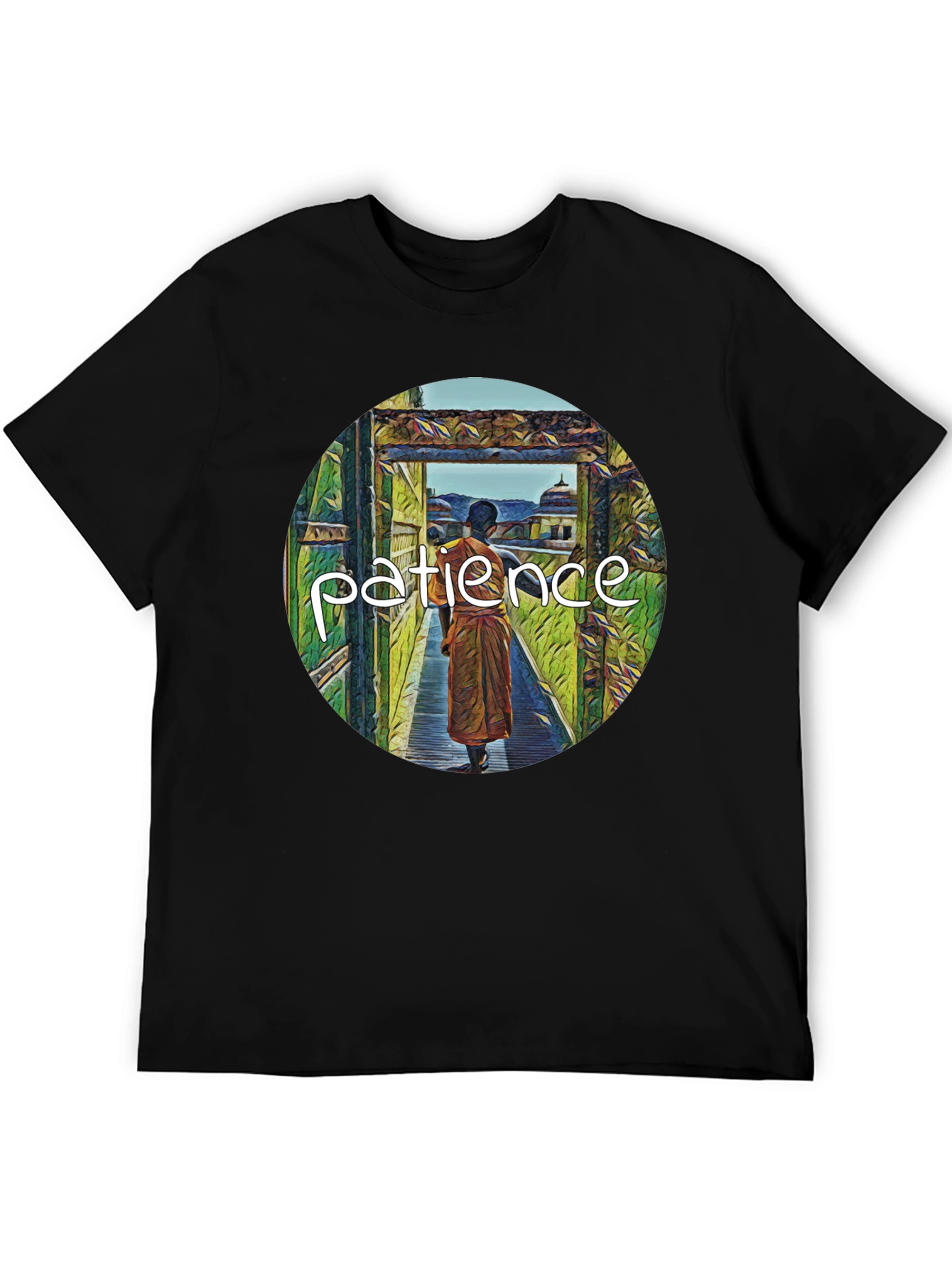 Patience Monk Black T-Shirt - Find Your Inner Peace
