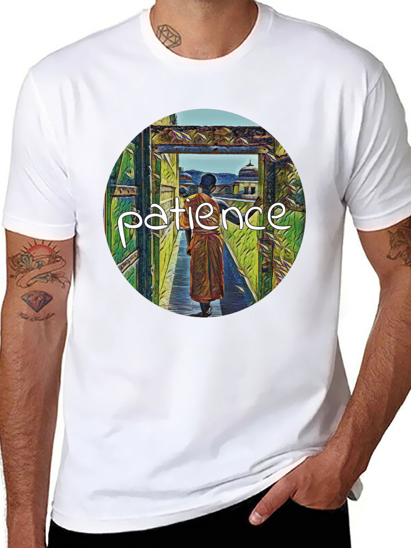 Patience Monk Black T-Shirt - Find Your Inner Peace