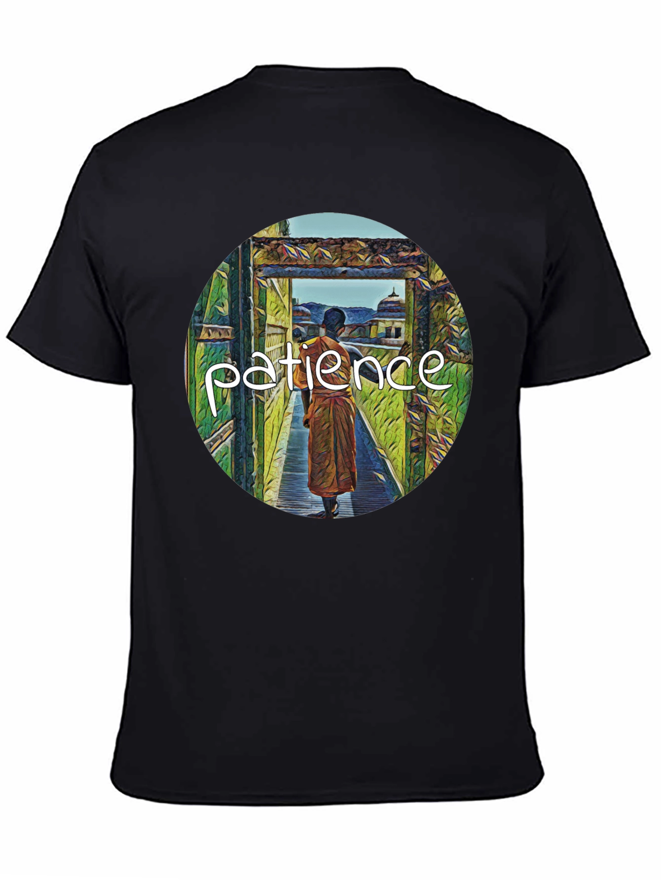 Patience Monk Black T-Shirt - Find Your Inner Peace