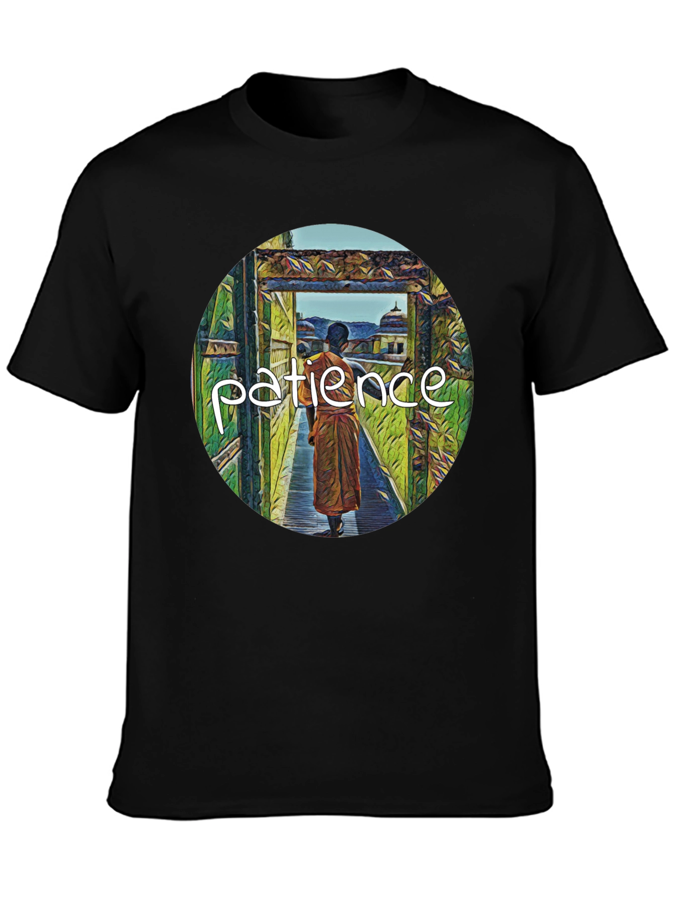 Patience Monk Black T-Shirt - Find Your Inner Peace