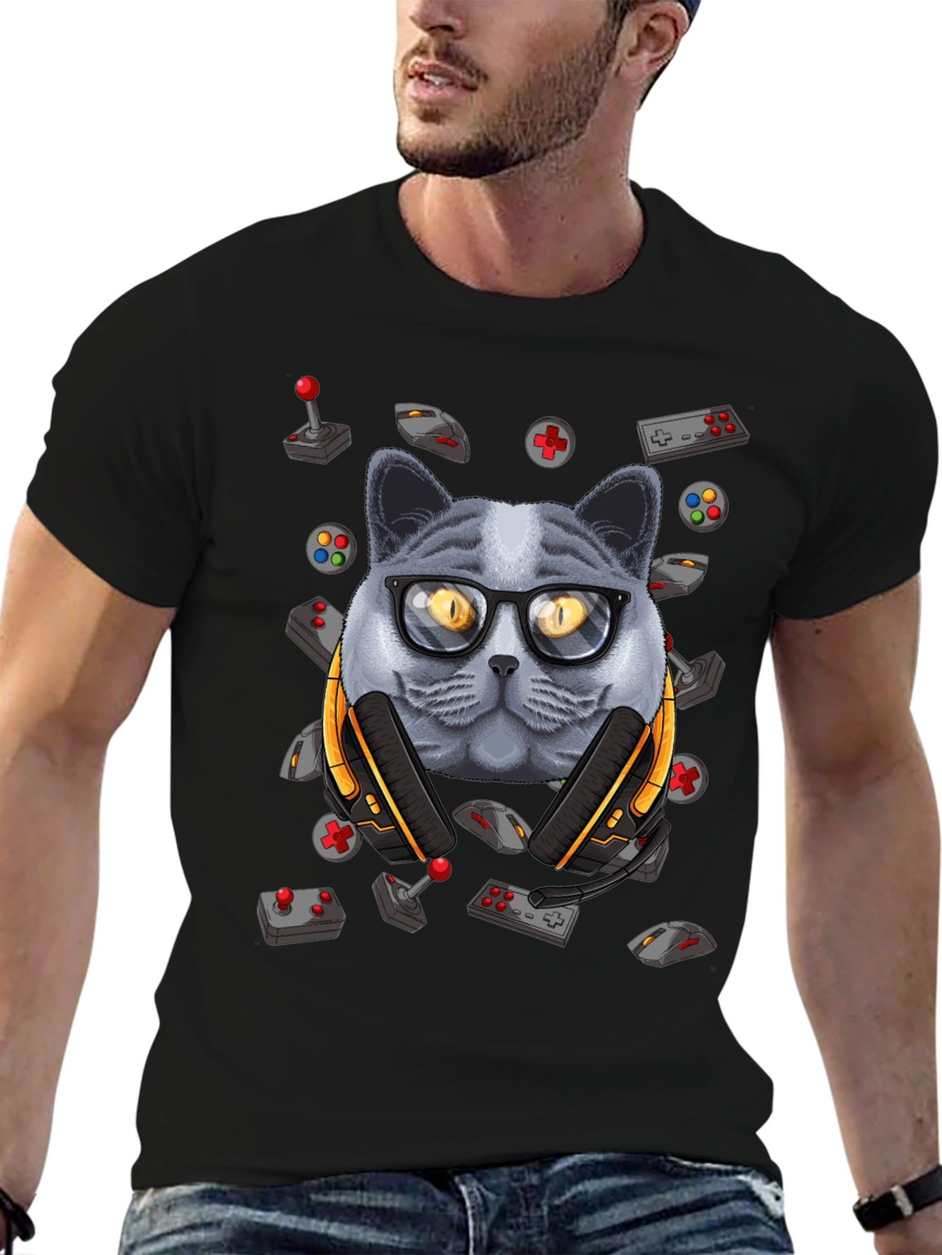 Gamer Cat T-Shirt - Geeky Style