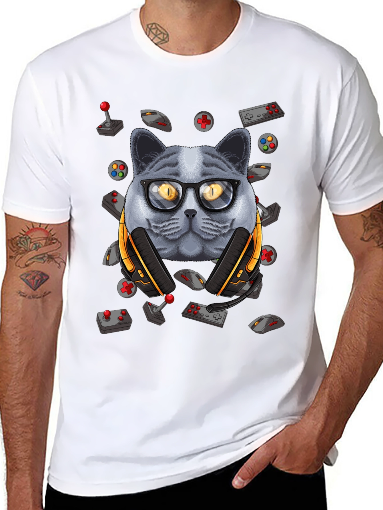 Gamer Cat T-Shirt - Geeky Style
