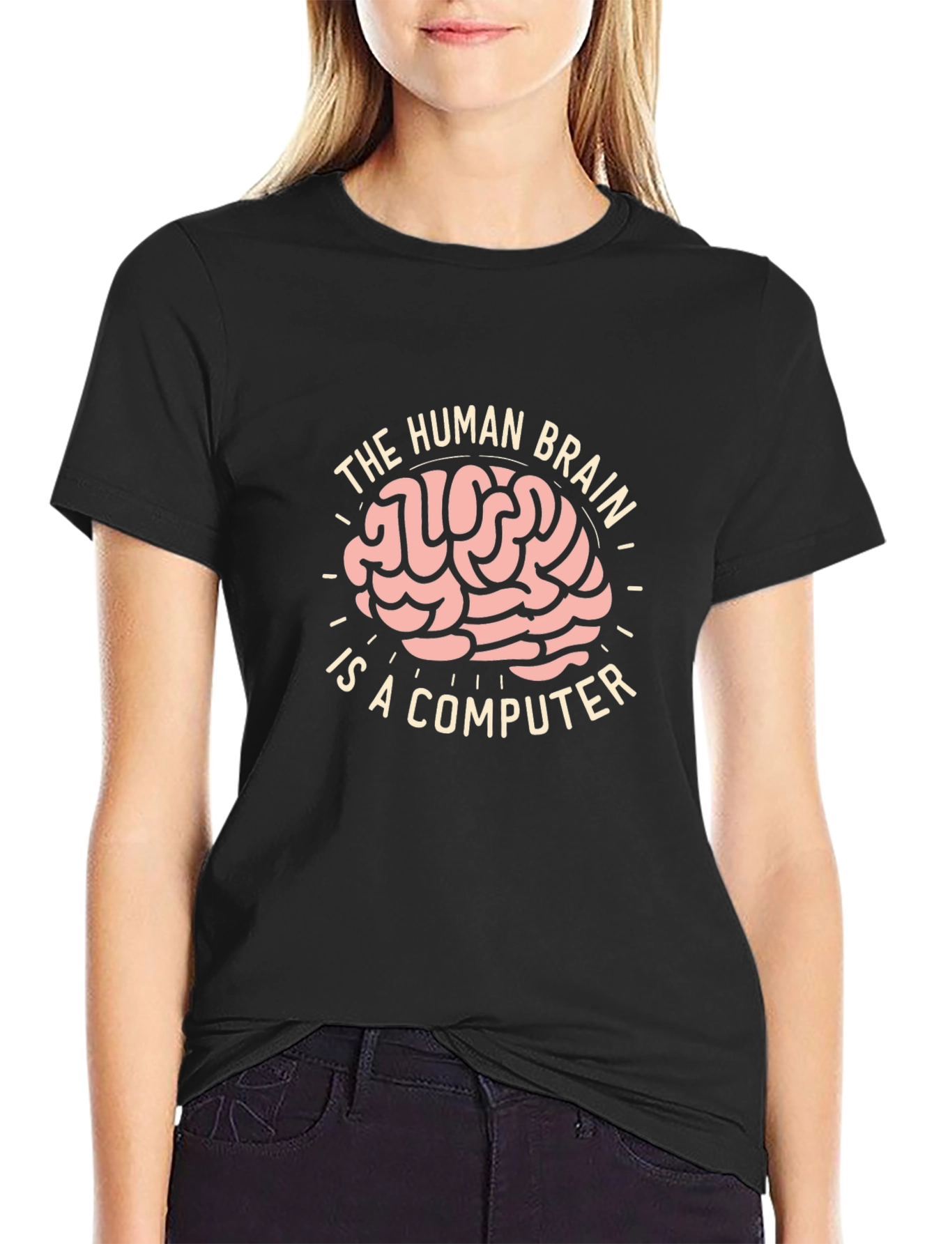Brain Computer Graphic Tee - Geeky Statement T-Shirt