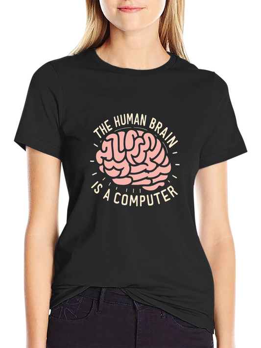 Brain Computer Graphic Tee - Geeky Statement T-Shirt