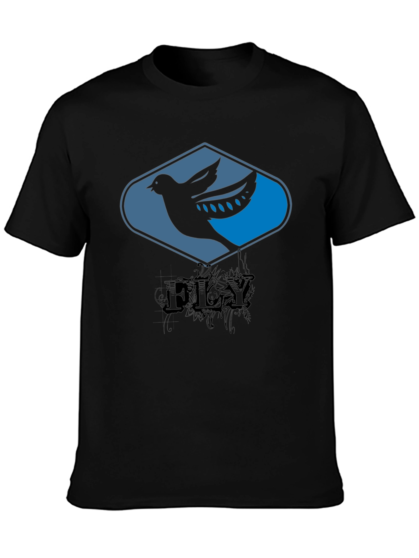 Fly Bird Graphic Tee - Black Cotton T-Shirt