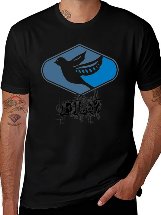 Fly Bird Graphic Tee - Black Cotton T-Shirt
