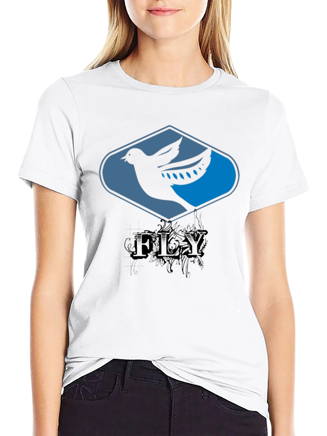 Fly Bird Graphic Tee - Black Cotton T-Shirt