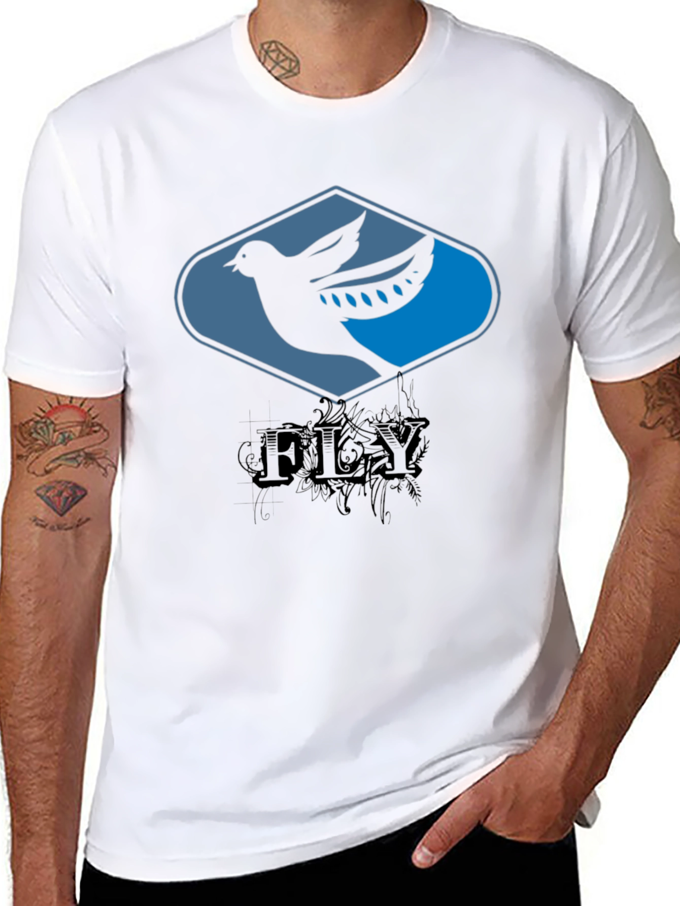 Fly Bird Graphic Tee - Black Cotton T-Shirt
