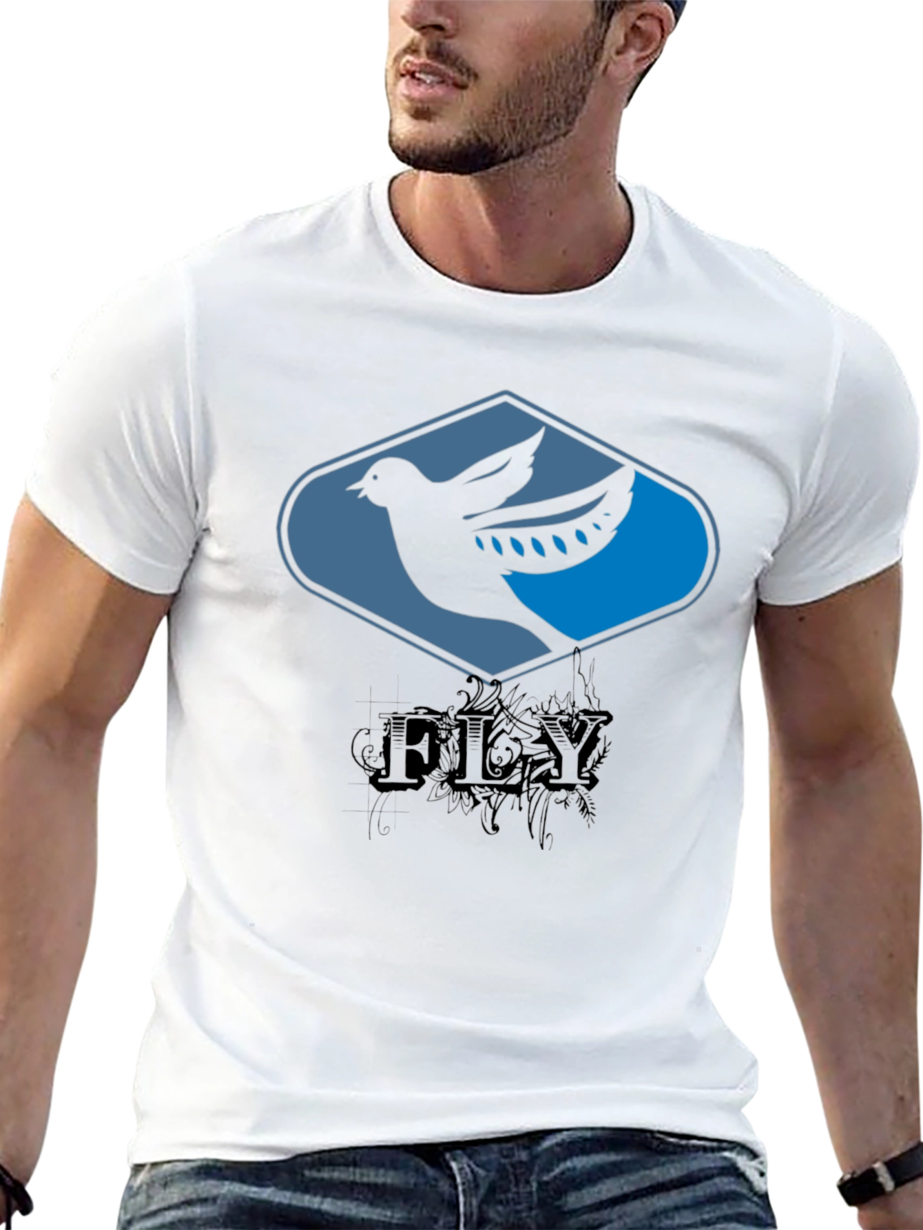 Fly Bird Graphic Tee - Black Cotton T-Shirt