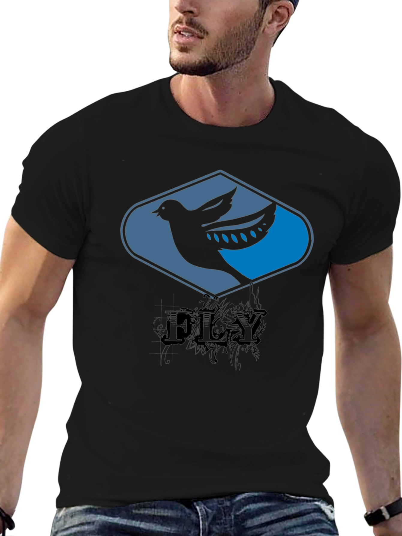 Fly Bird Graphic Tee - Black Cotton T-Shirt