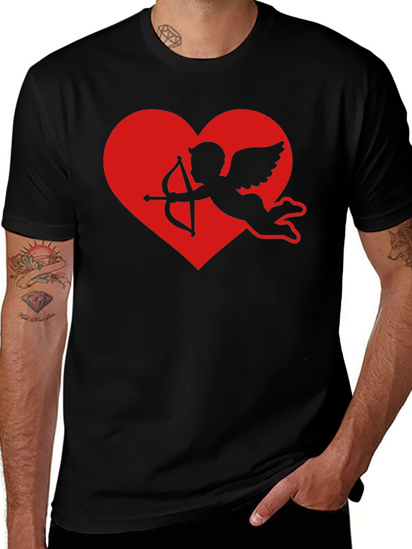 Cupid Heart Graphic Tee - Black