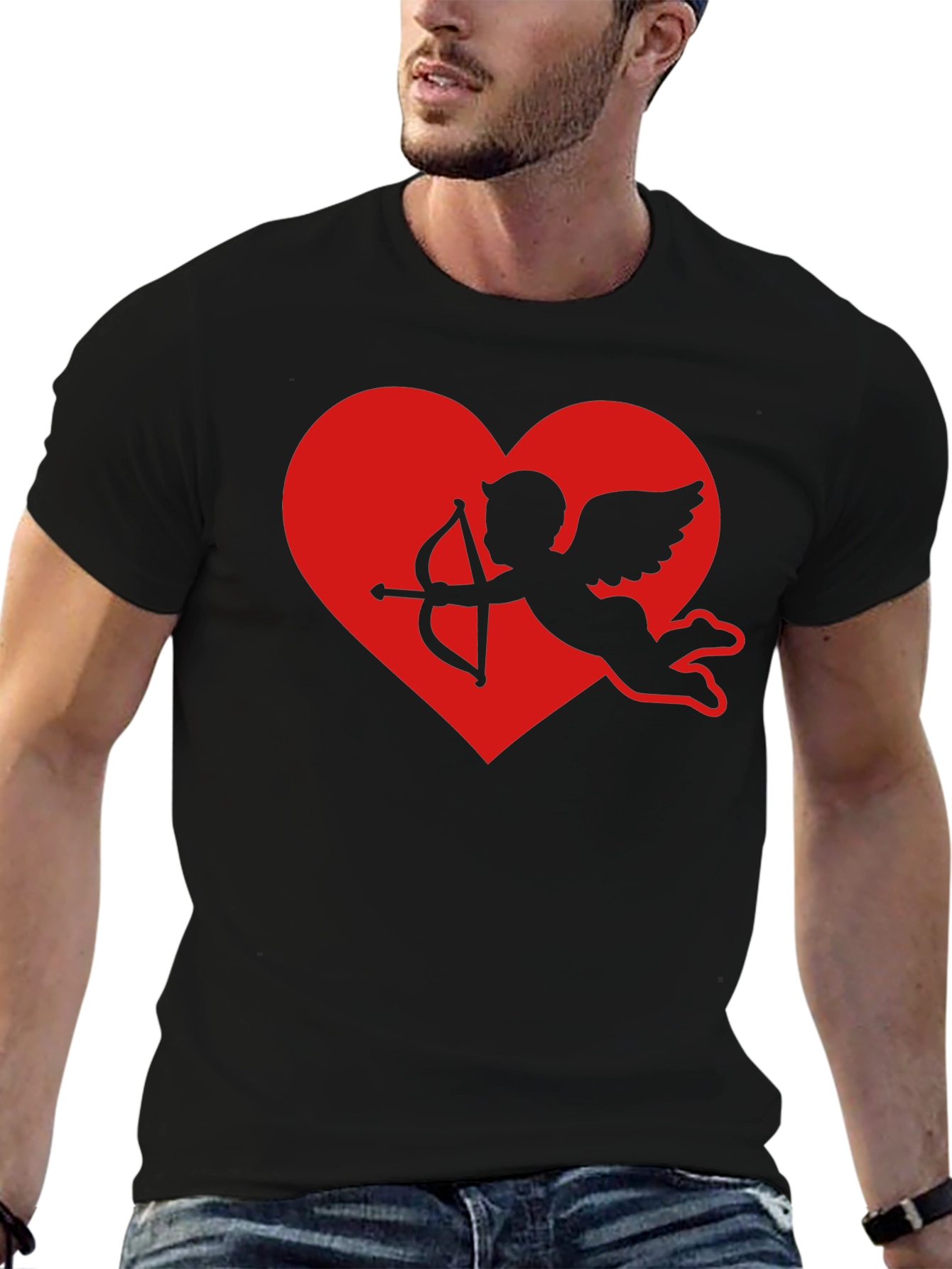 Cupid Heart Graphic Tee - Black