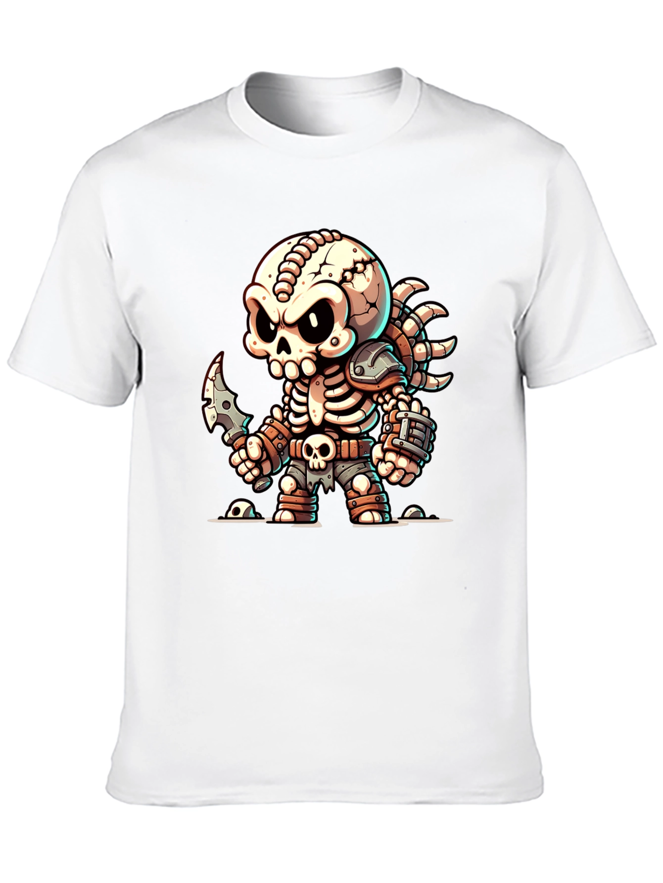 Cartoon Skeleton Warrior Graphic T-Shirt