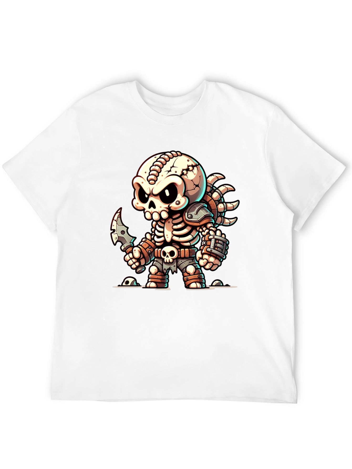 Cartoon Skeleton Warrior Graphic T-Shirt