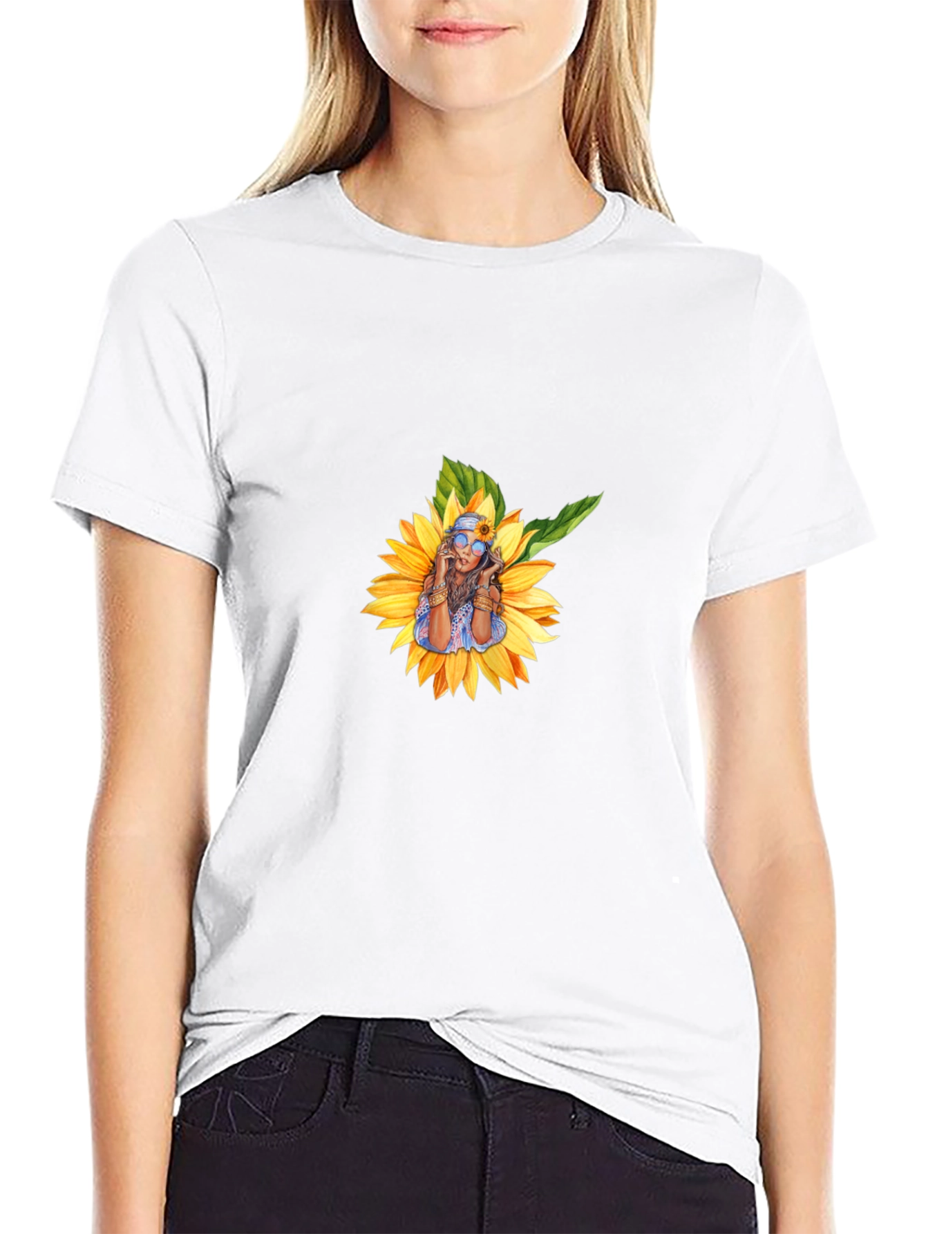Sunflower Woman Graphic T-Shirt - Stylish Casual Wear