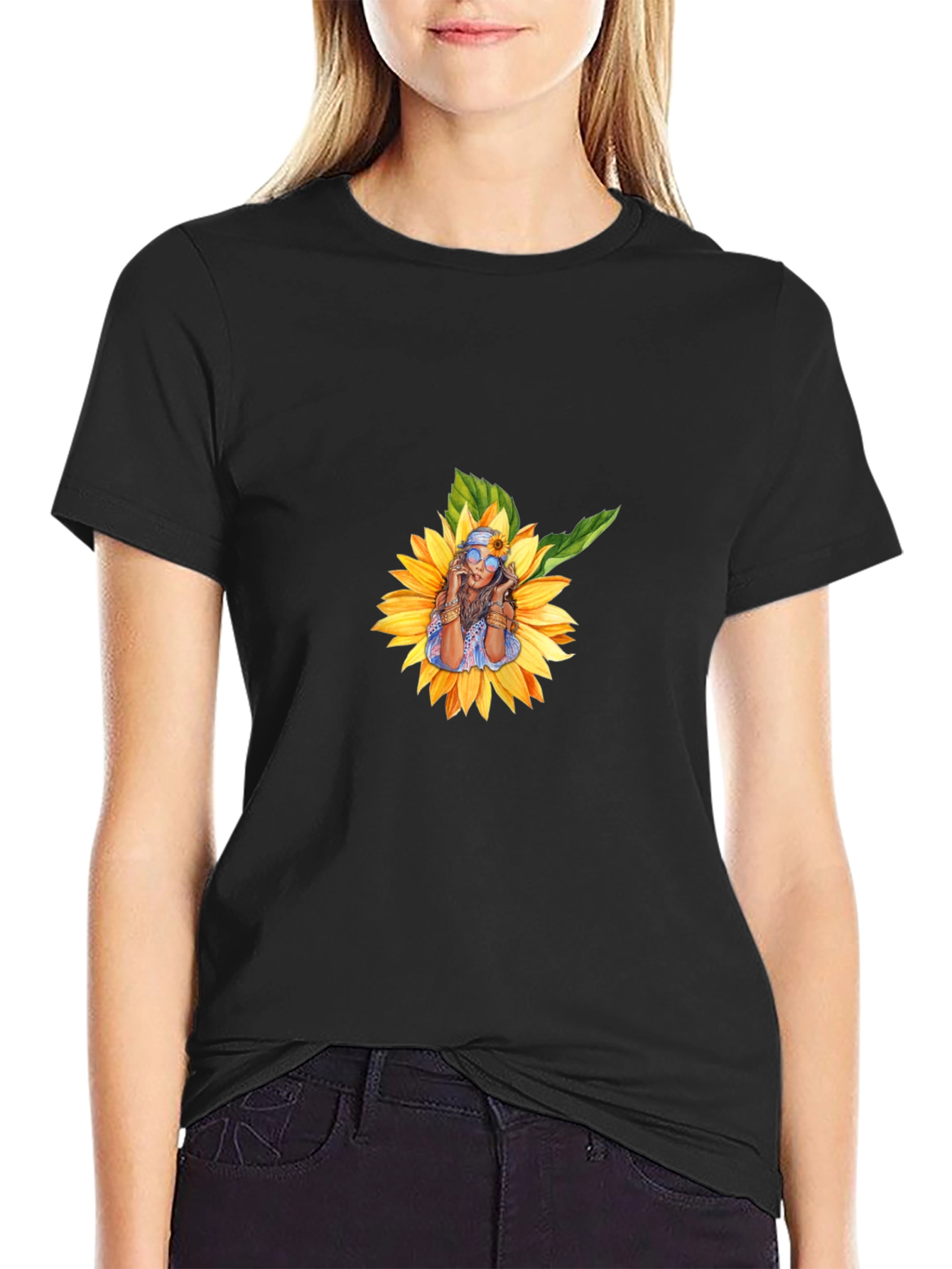 Sunflower Woman Graphic T-Shirt - Stylish Casual Wear