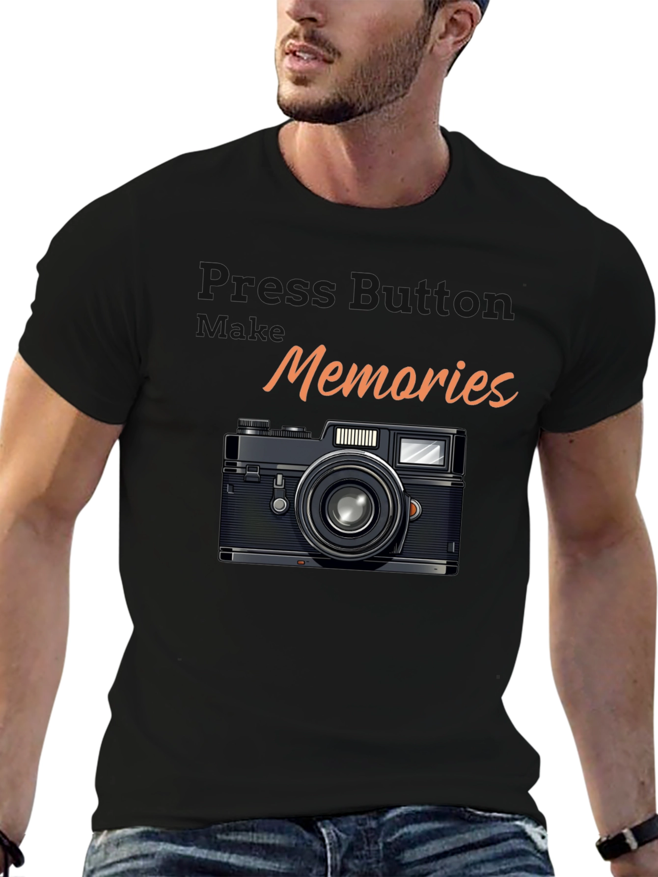Memories Camera Graphic Black T-Shirt