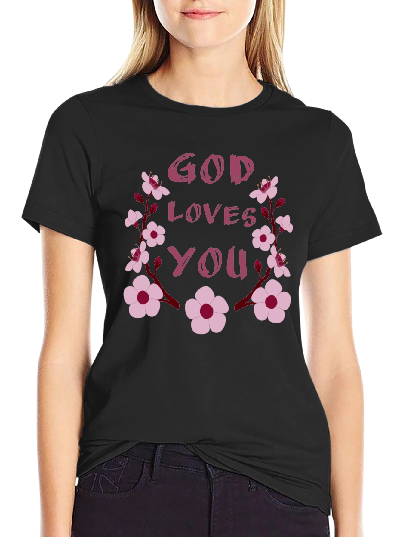 God Loves You Floral Tee