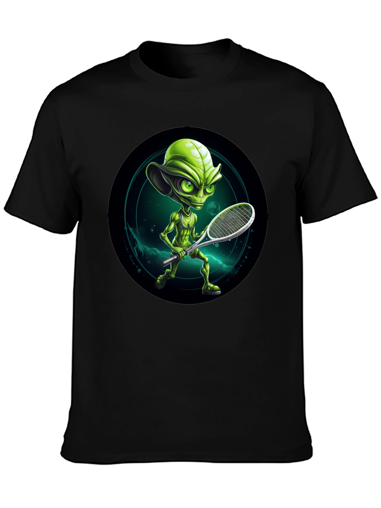 Alien Tennis Player Graphic T-Shirt