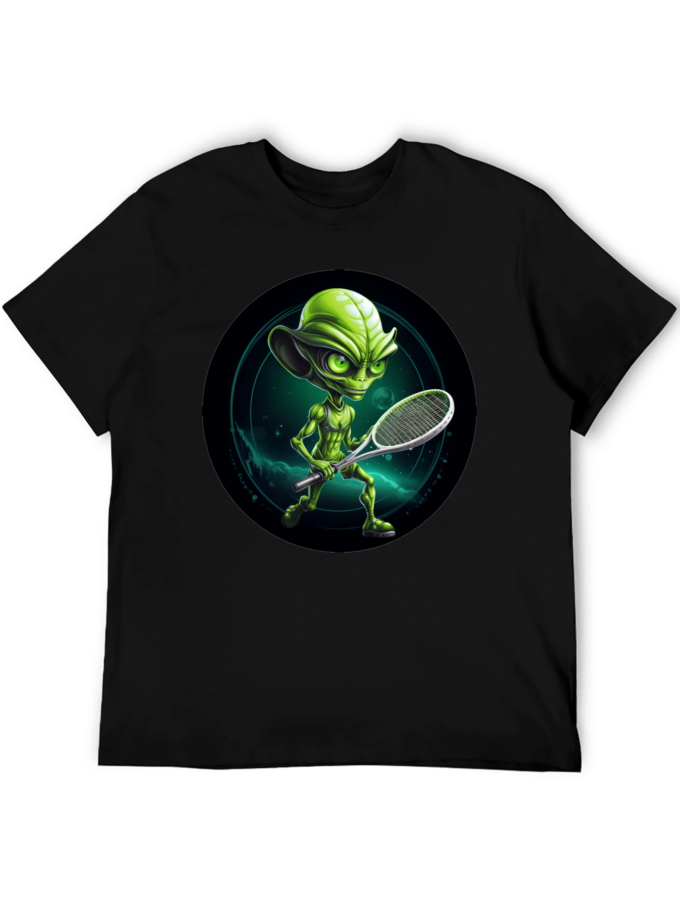 Alien Tennis Player Graphic T-Shirt