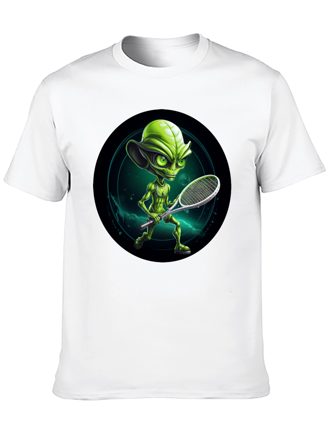 Alien Tennis Player Graphic T-Shirt