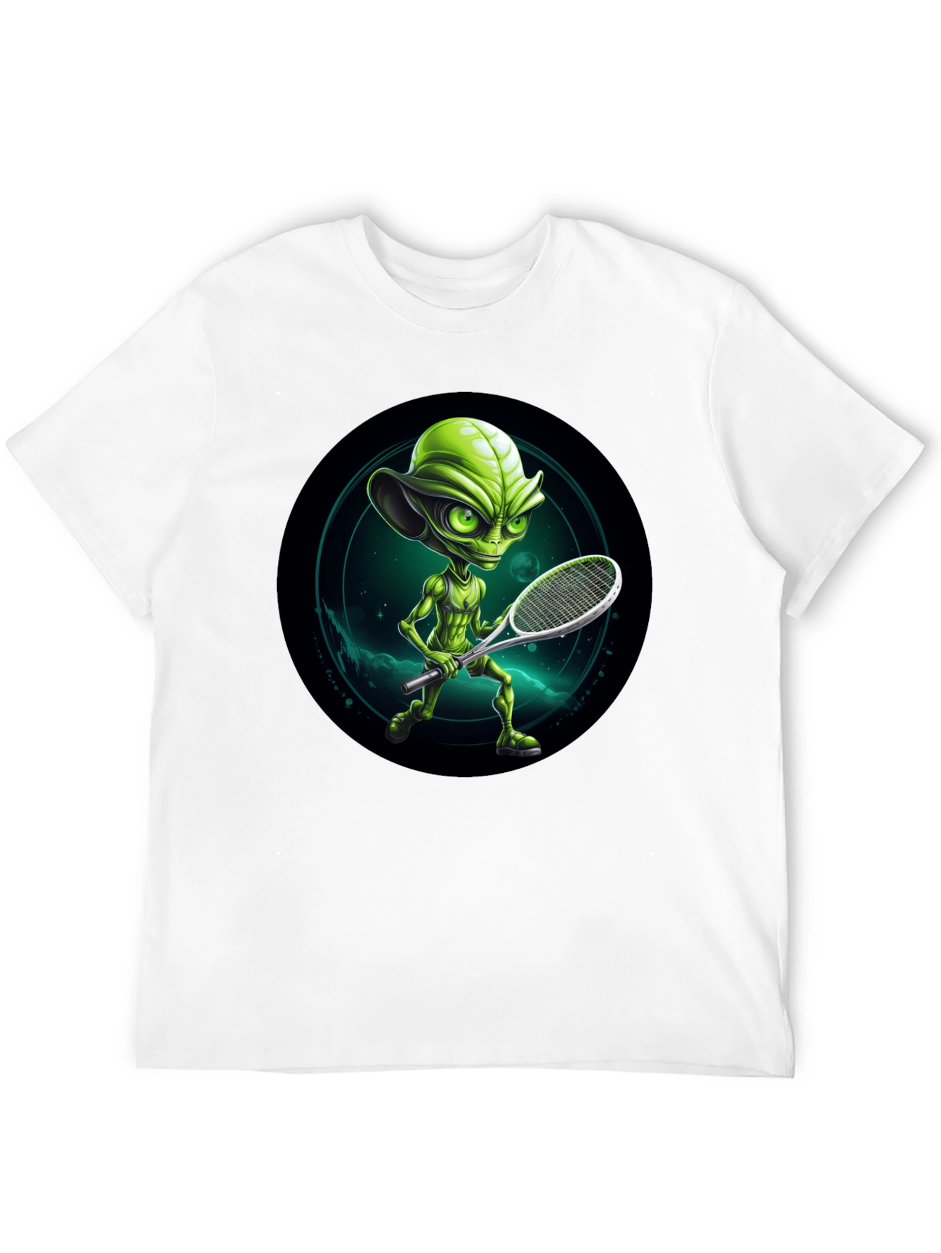 Alien Tennis Player Graphic T-Shirt