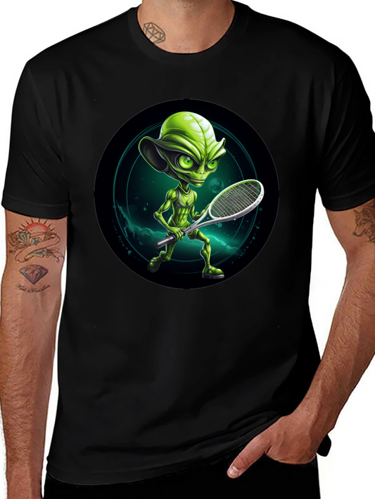 Alien Tennis Player Graphic T-Shirt
