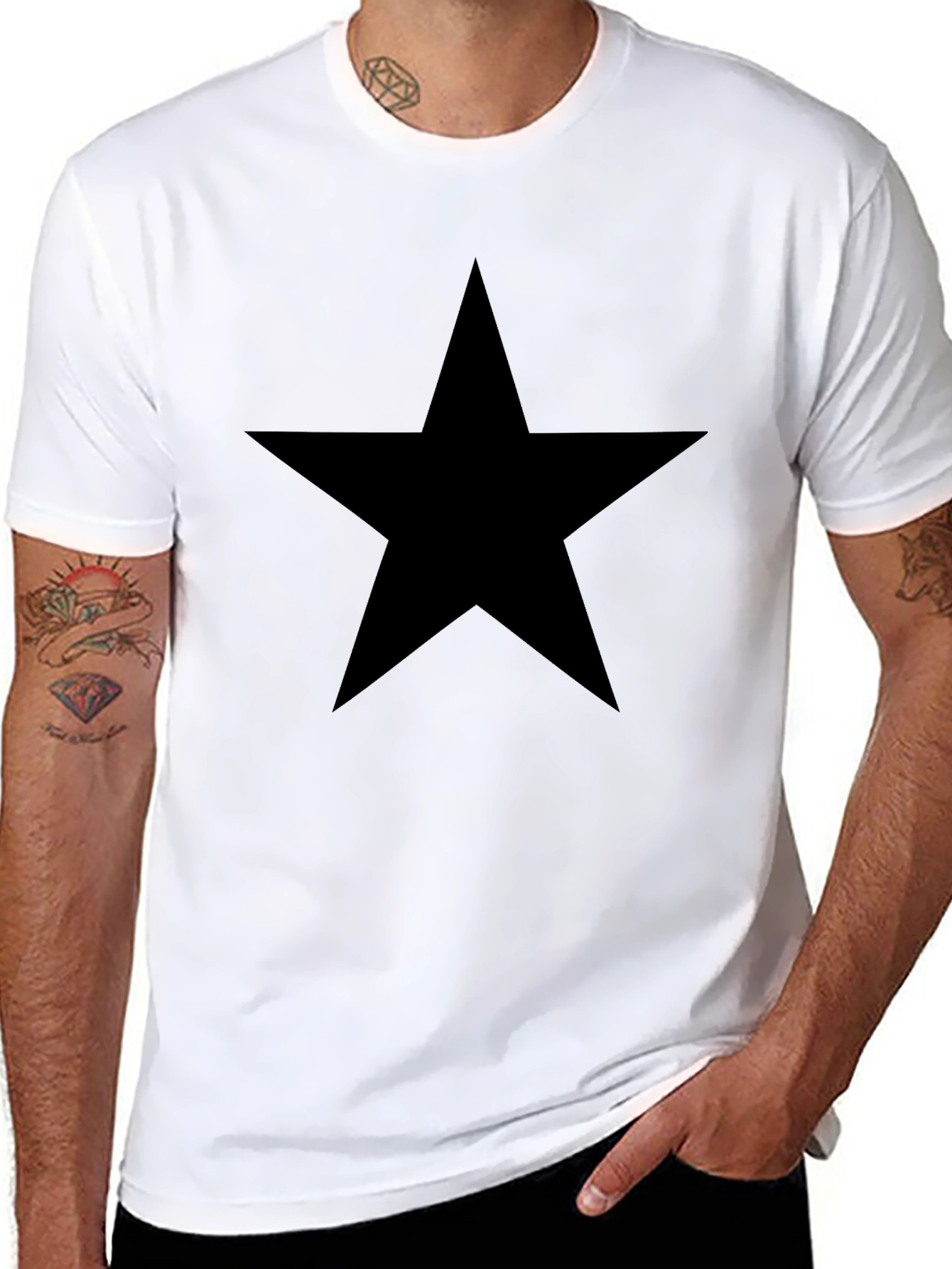 Mens Black Star Graphic T-Shirt