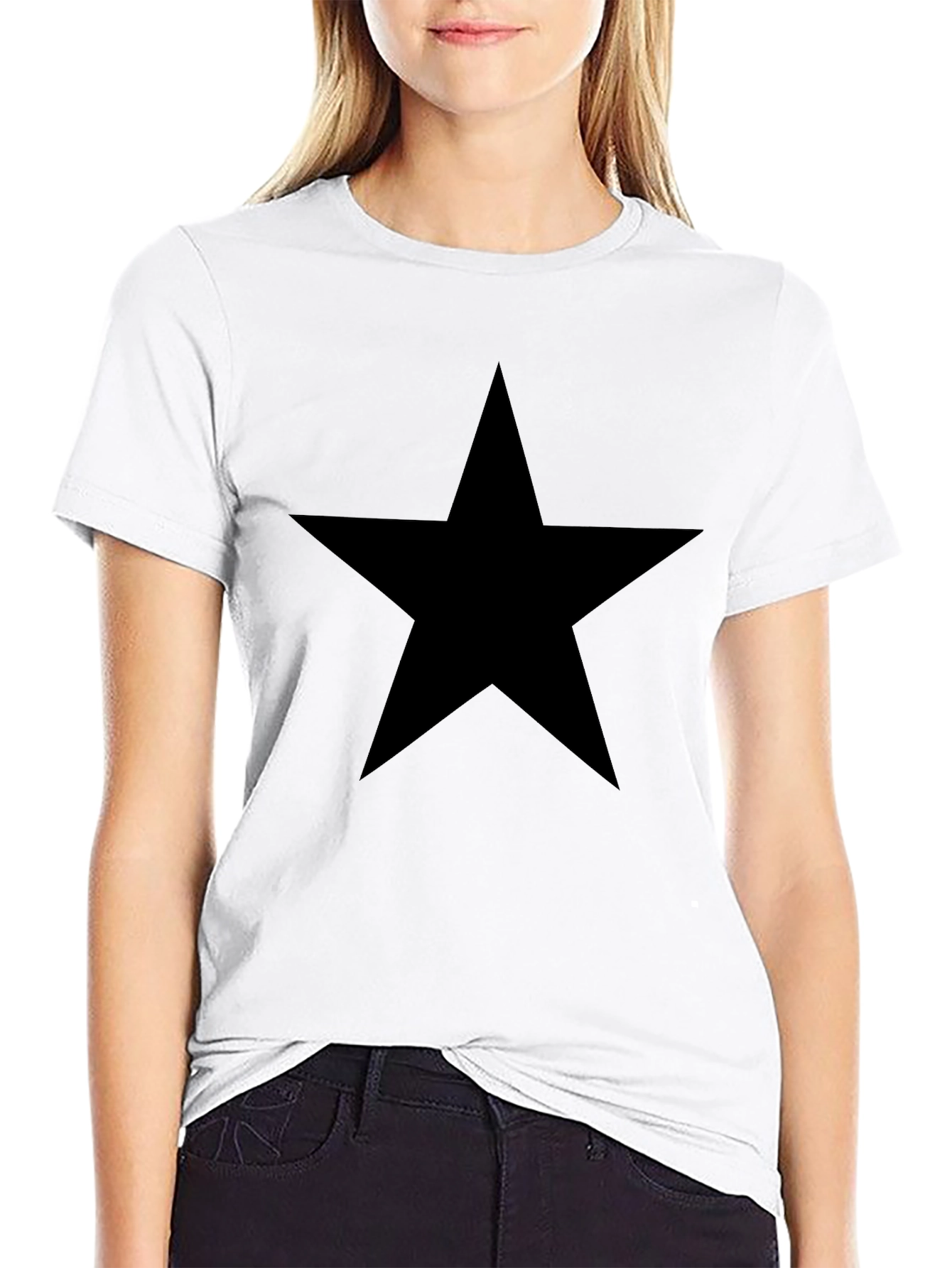 Mens Black Star Graphic T-Shirt