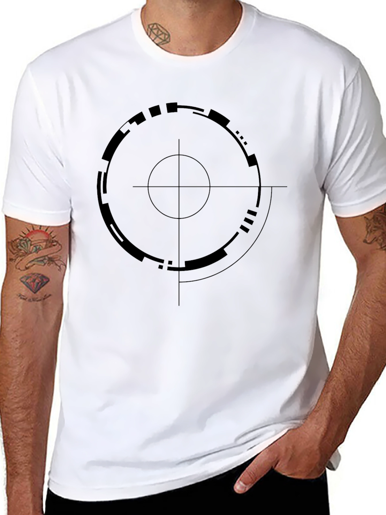 Geometric Target Graphic Black T-Shirt