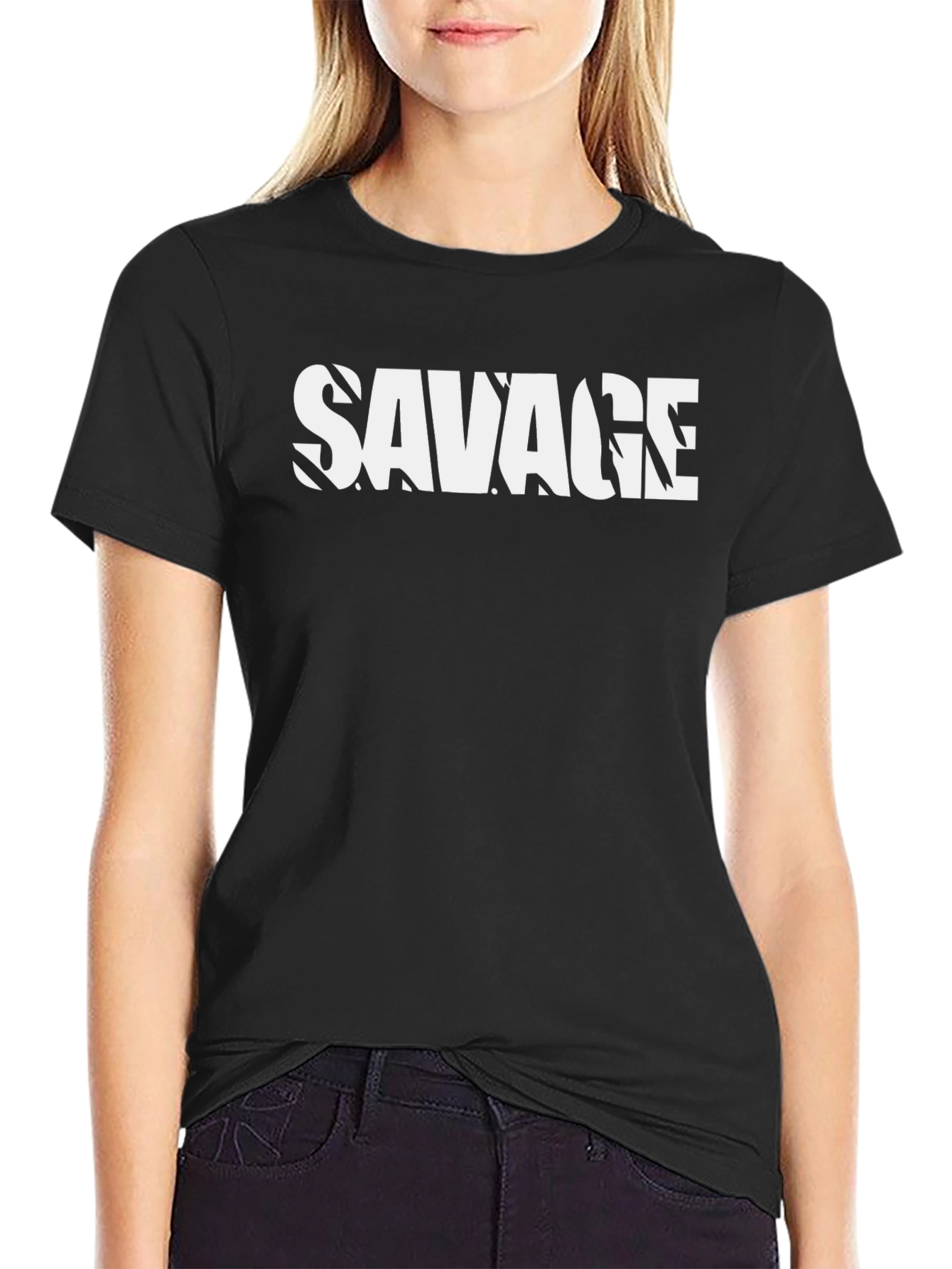 Savage Graphic Print Black Short Sleeve T-Shirt