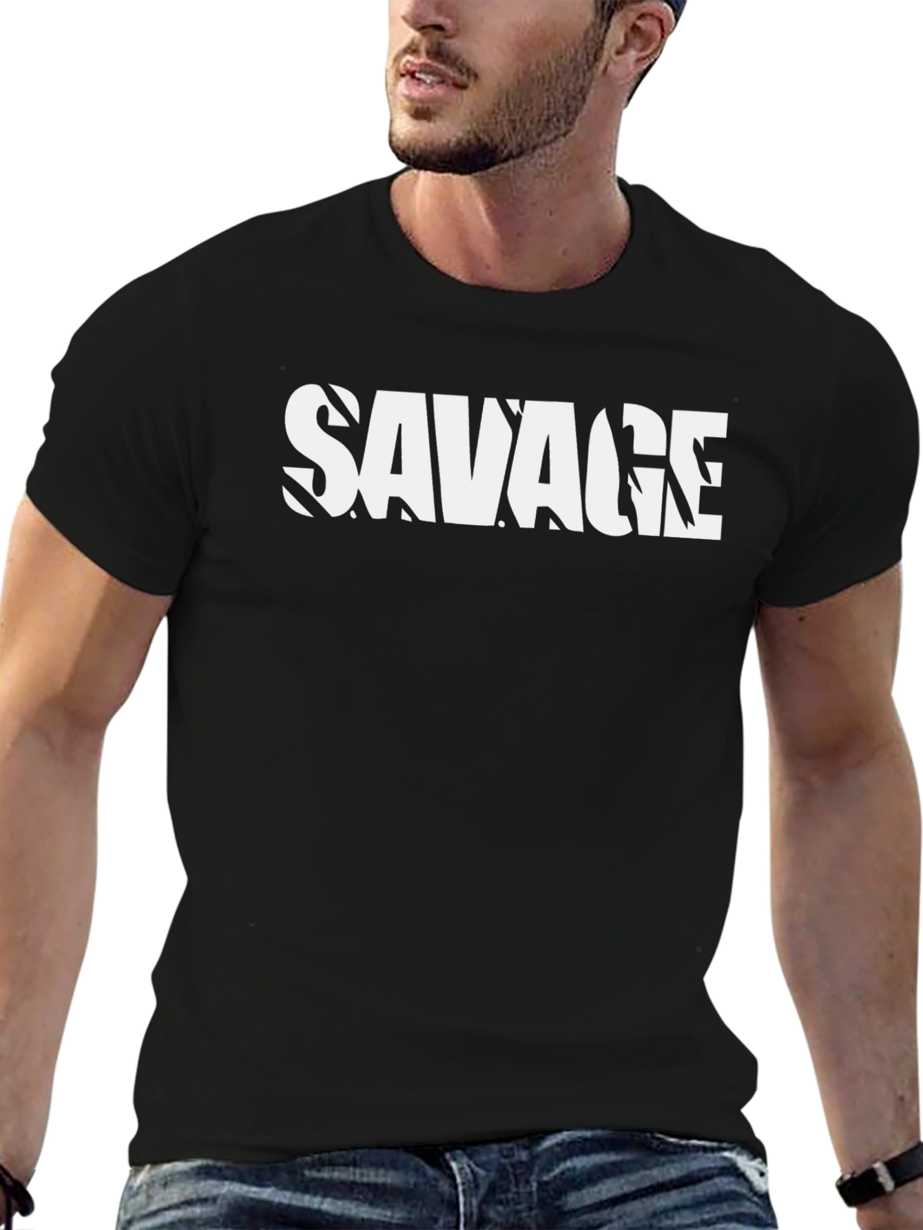 Savage Graphic Print Black Short Sleeve T-Shirt