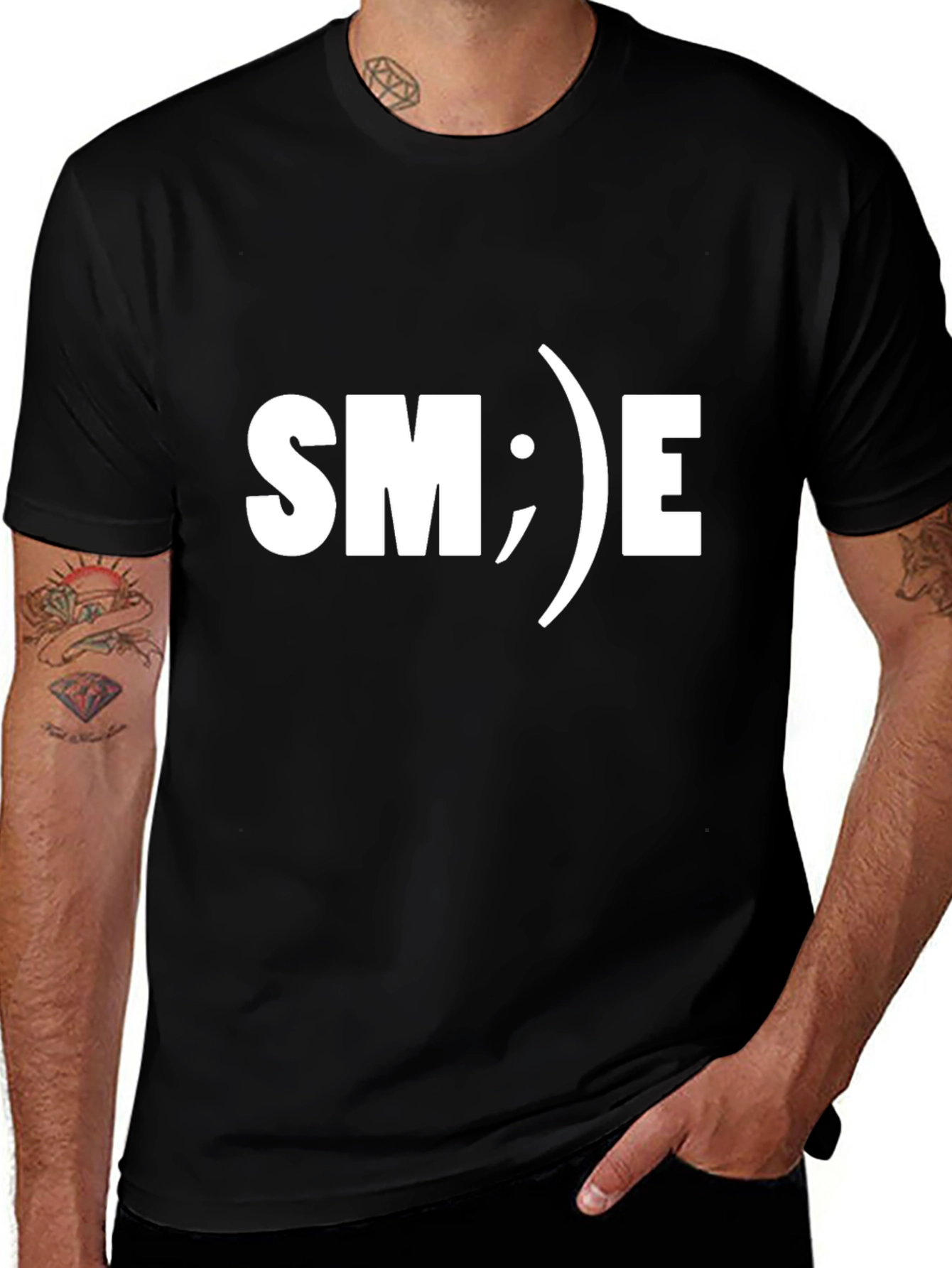 SMILE Graphic T-Shirt - Black Cotton Tee