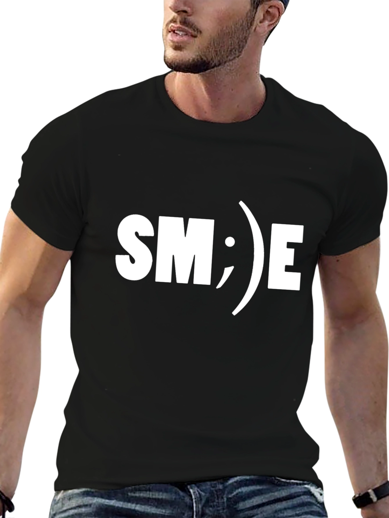 SMILE Graphic T-Shirt - Black Cotton Tee