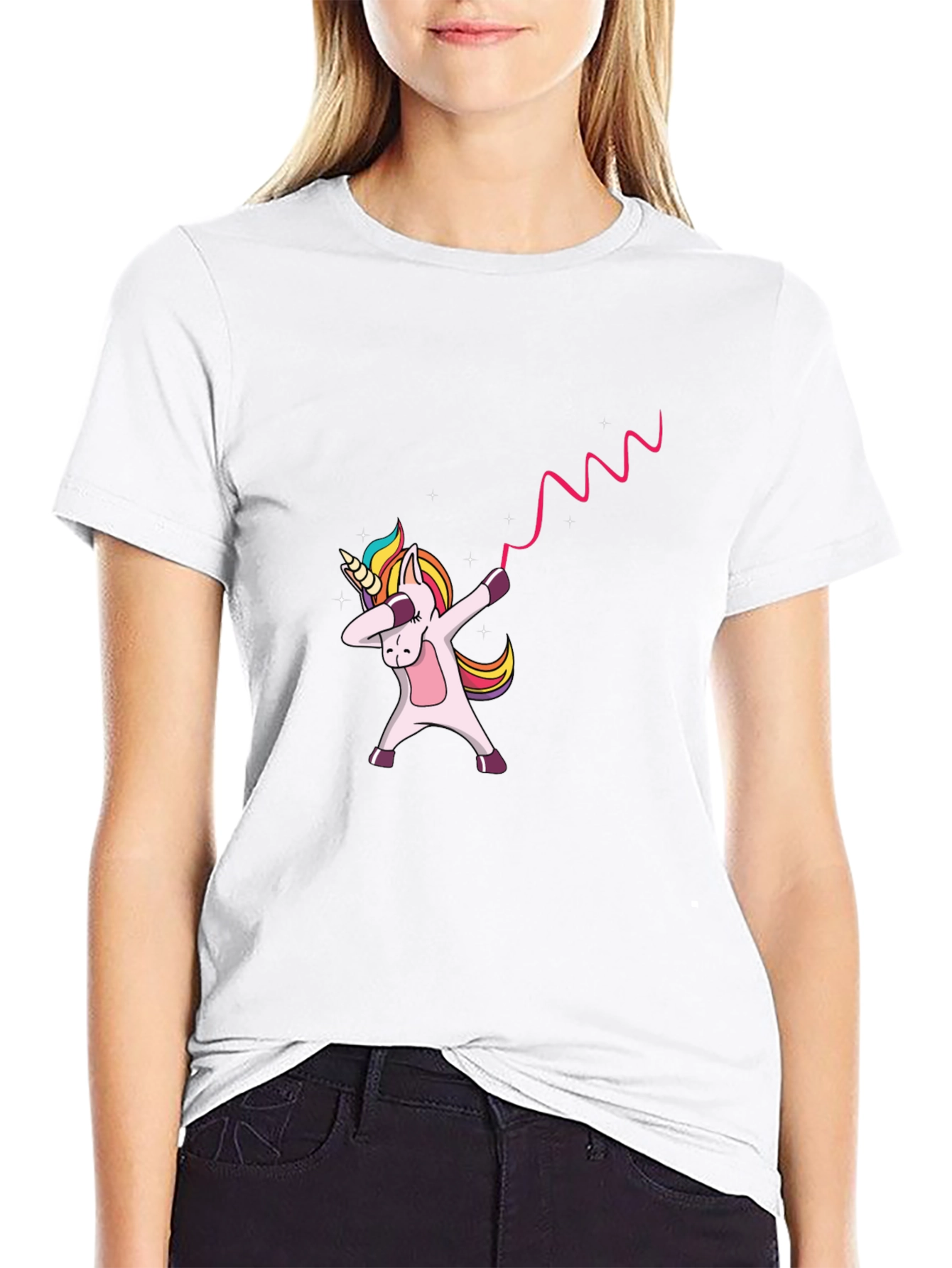 Dabbing Unicorn Black Graphic Tee Shirt