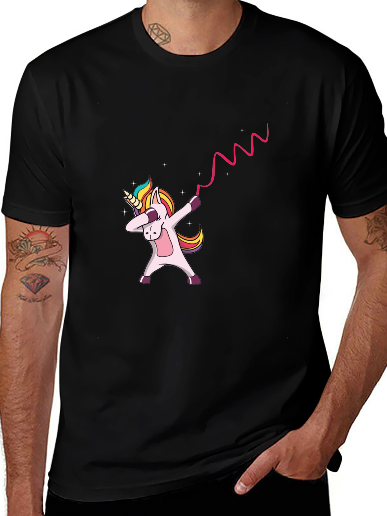 Dabbing Unicorn Black Graphic Tee Shirt