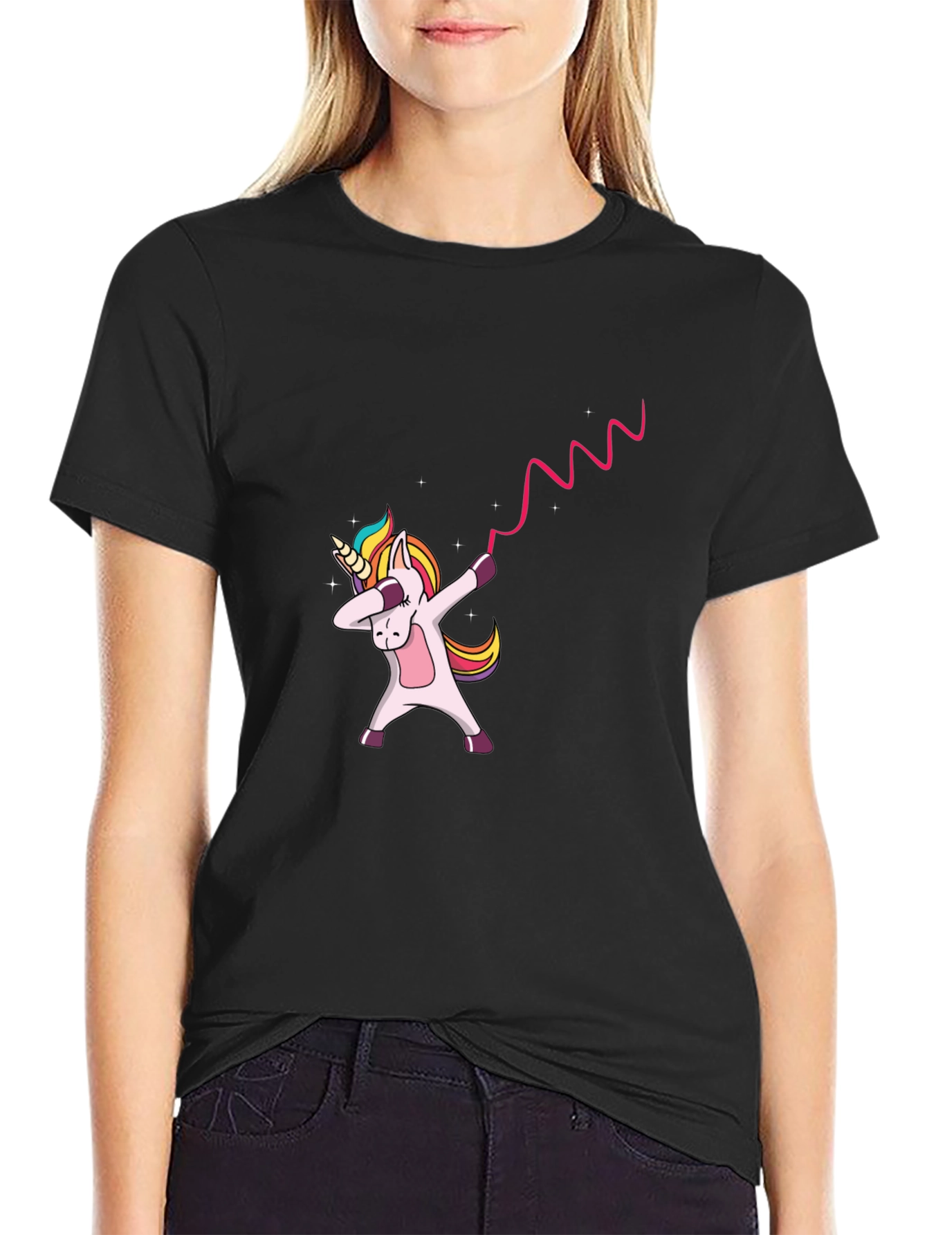 Dabbing Unicorn Black Graphic Tee Shirt
