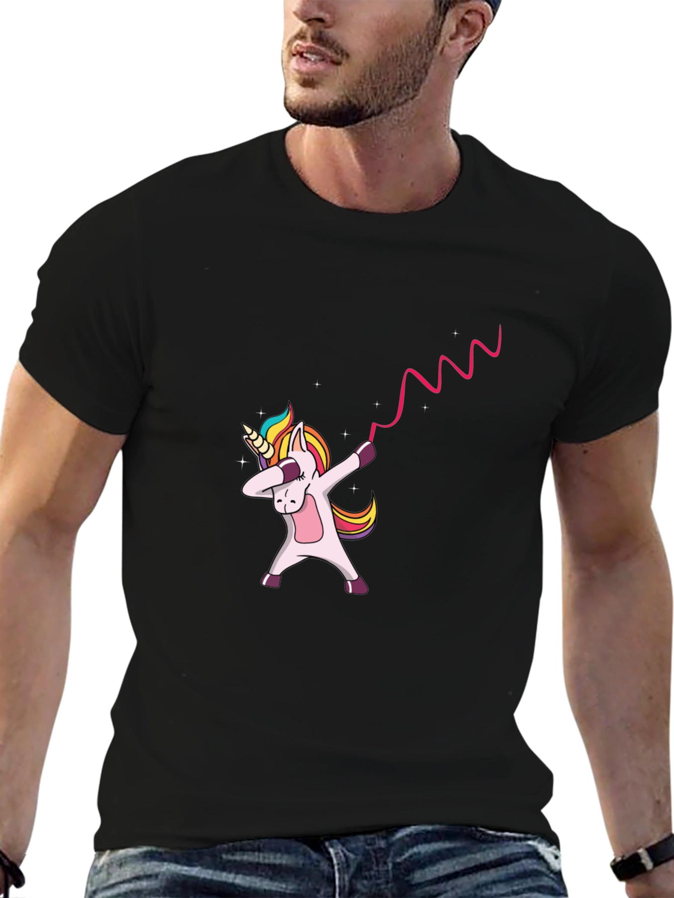 Dabbing Unicorn Black Graphic Tee Shirt