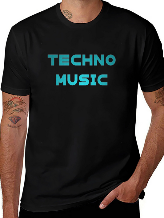 Techno Music Graphic Print Crew Neck T-Shirt
