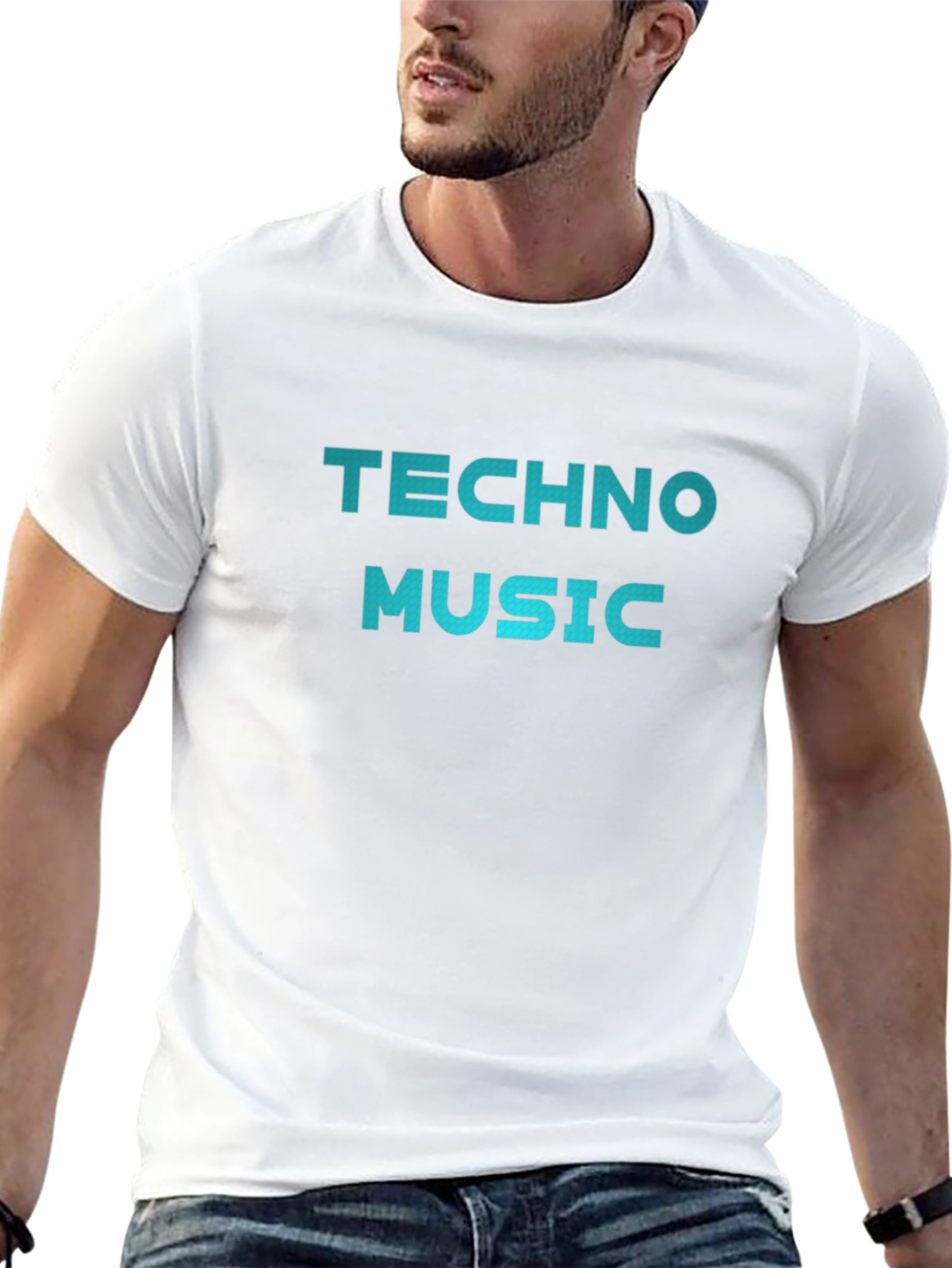 Techno Music Graphic Print Crew Neck T-Shirt