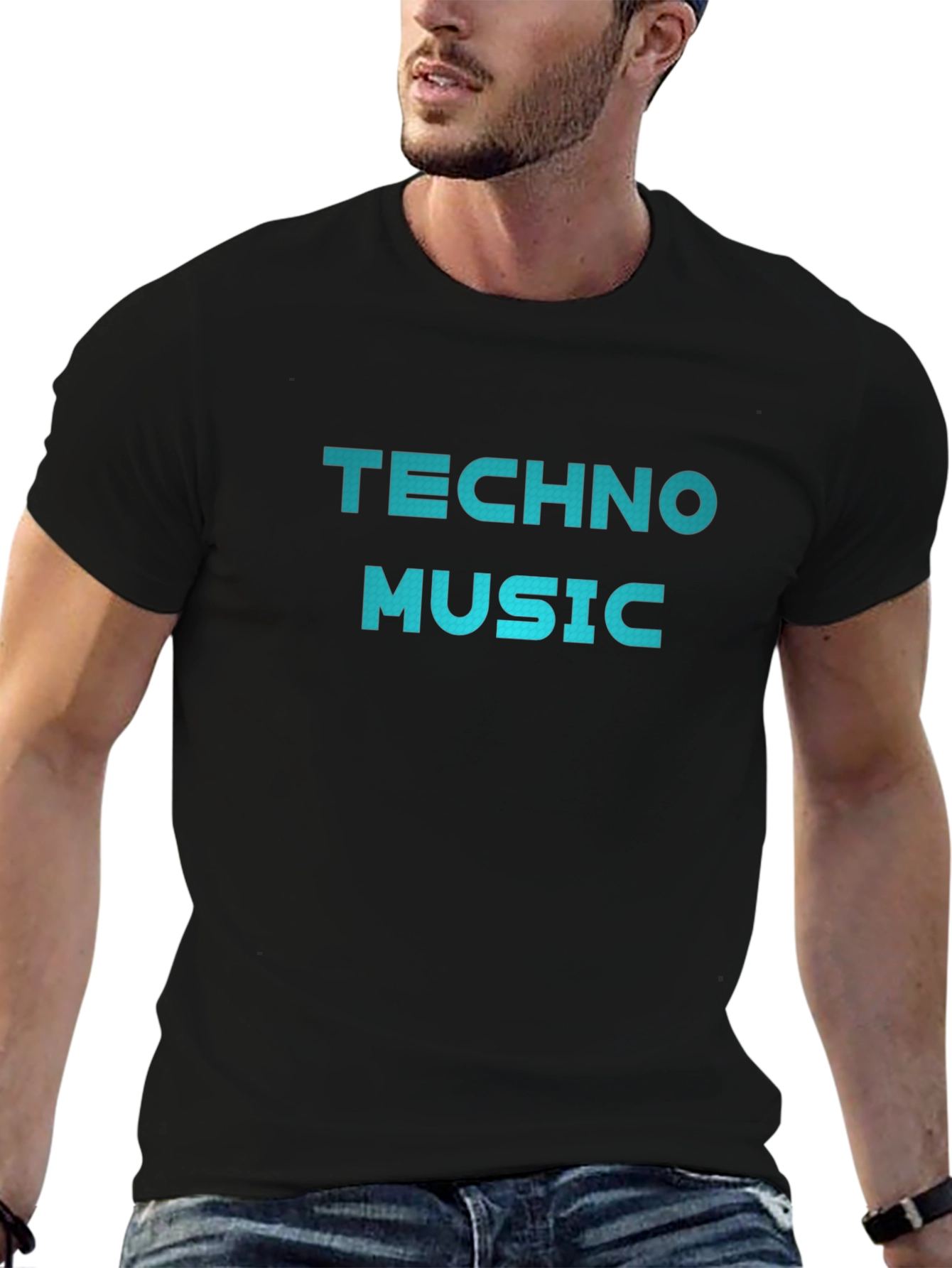 Techno Music Graphic Print Crew Neck T-Shirt
