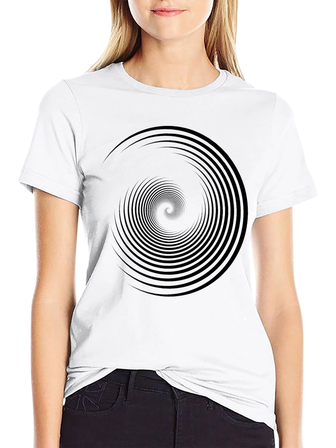 Hypnotic Spiral Graphic Black T-Shirt
