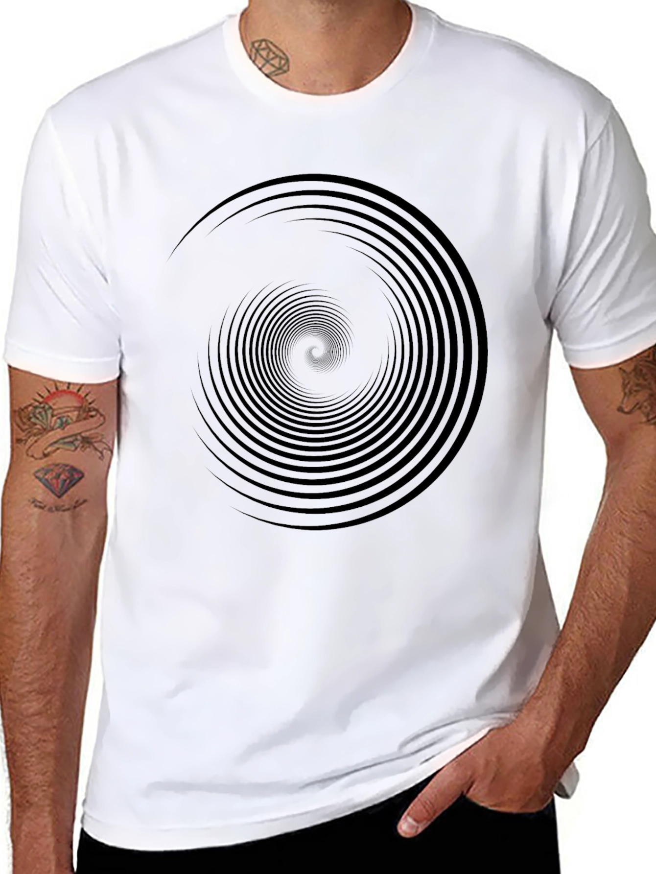 Hypnotic Spiral Graphic Black T-Shirt