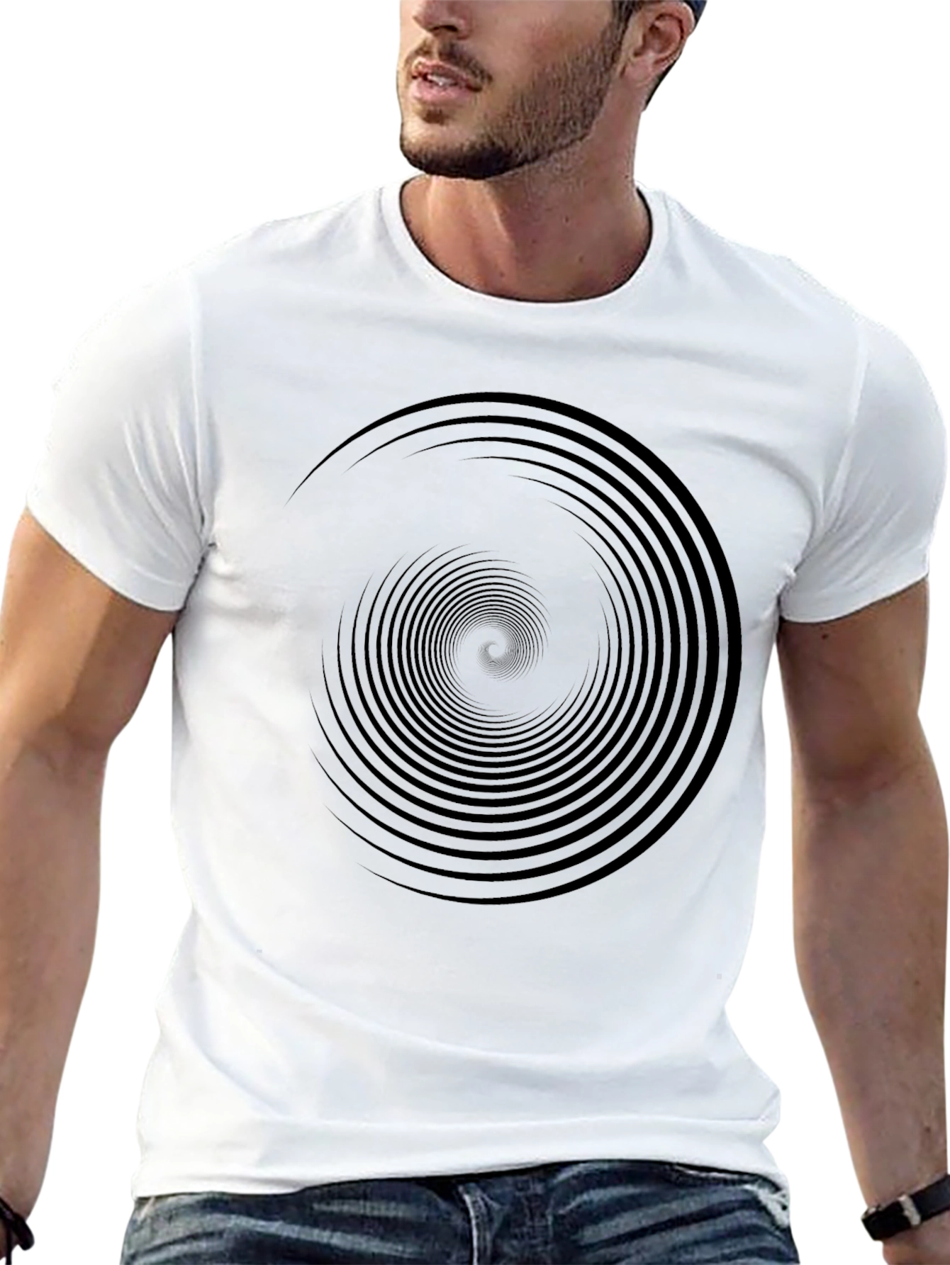 Hypnotic Spiral Graphic Black T-Shirt