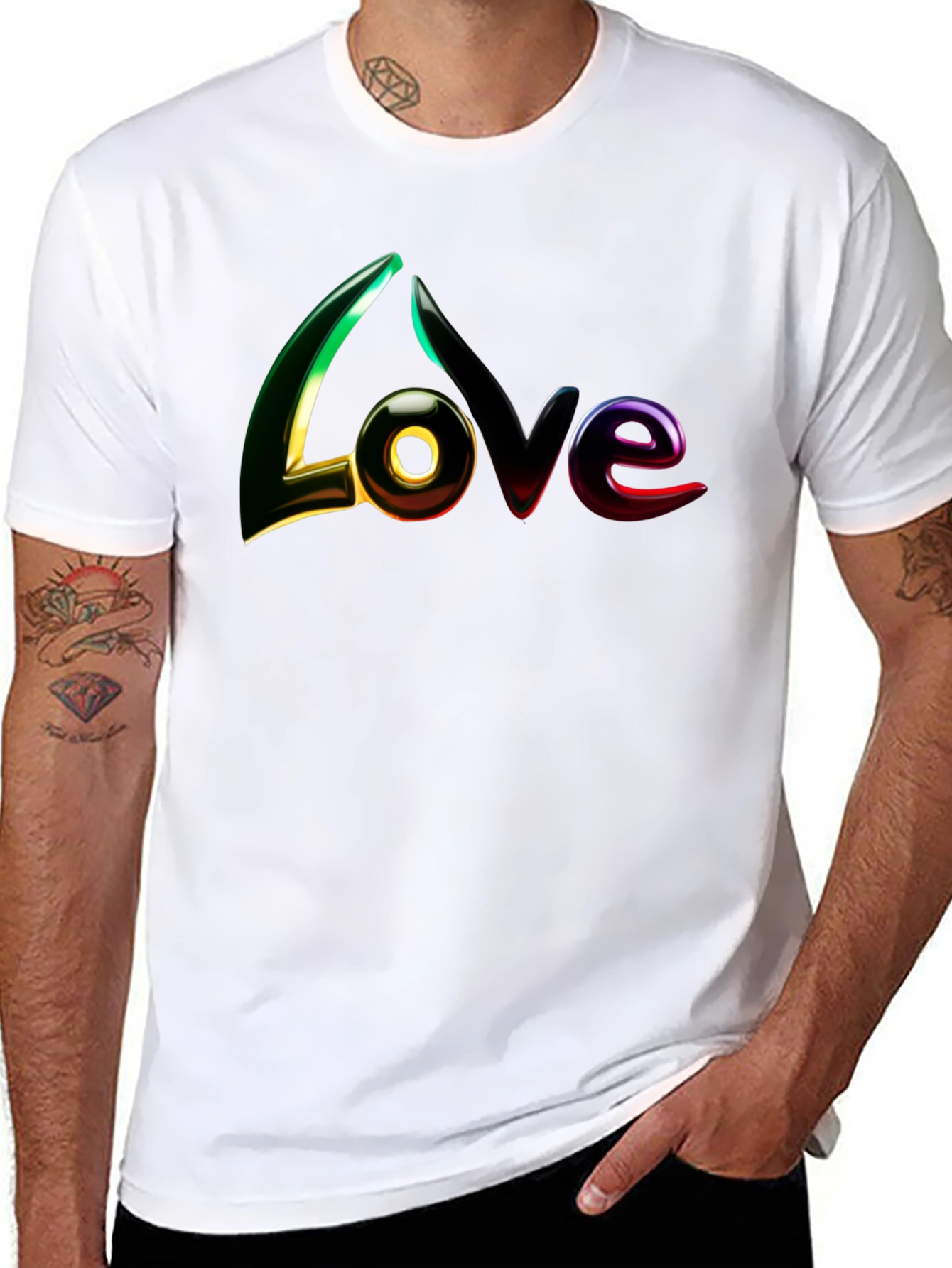 Love Graphic Print Black T-Shirt